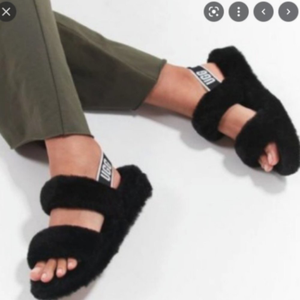 UGG Ladies' Oh Yeah double strap Slingback flat sandals Black RAVE Reviews